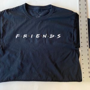 “Friends” Black Short Sleeve Wide Crop Top